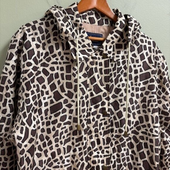 VTG‎ Dennis Basso Womens Silk Jacket Animal Print Size XL Removable Hood Classic - Picture 2 of 14